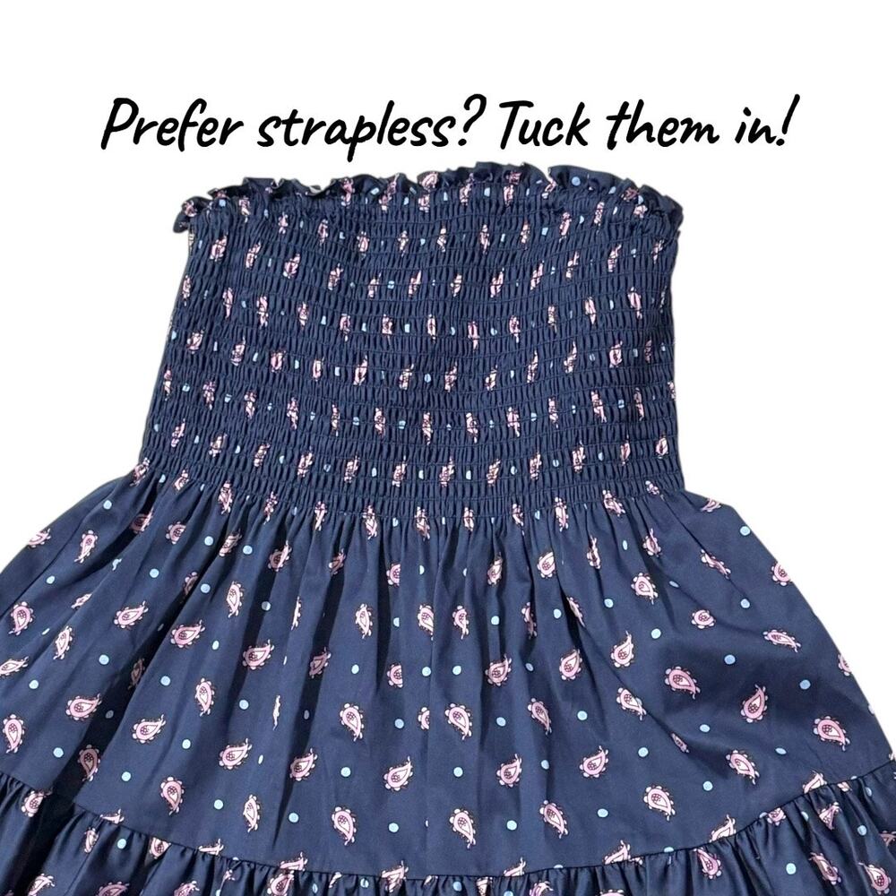 NWT Kate Spade Dress - S/XS - Navy Blue Print w/ Pockets & Optional Straps - Picture 7 of 12